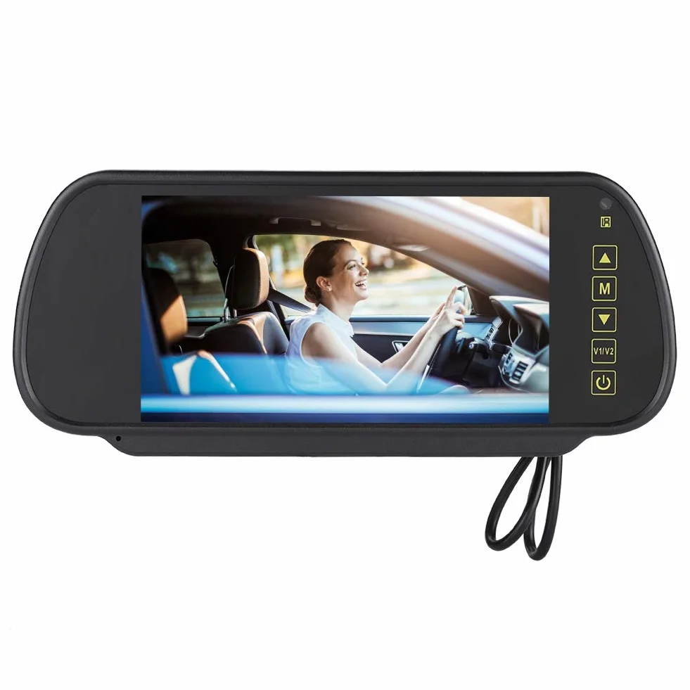 Samochodowy monitor samochodowy z lusterkiem wstecznym ekran LCD HD 800 x 480, DC9V-DC26V uniwersalny do monitora ciężarówki, do kamery cofania, kompatybilny z PAL/NTSC