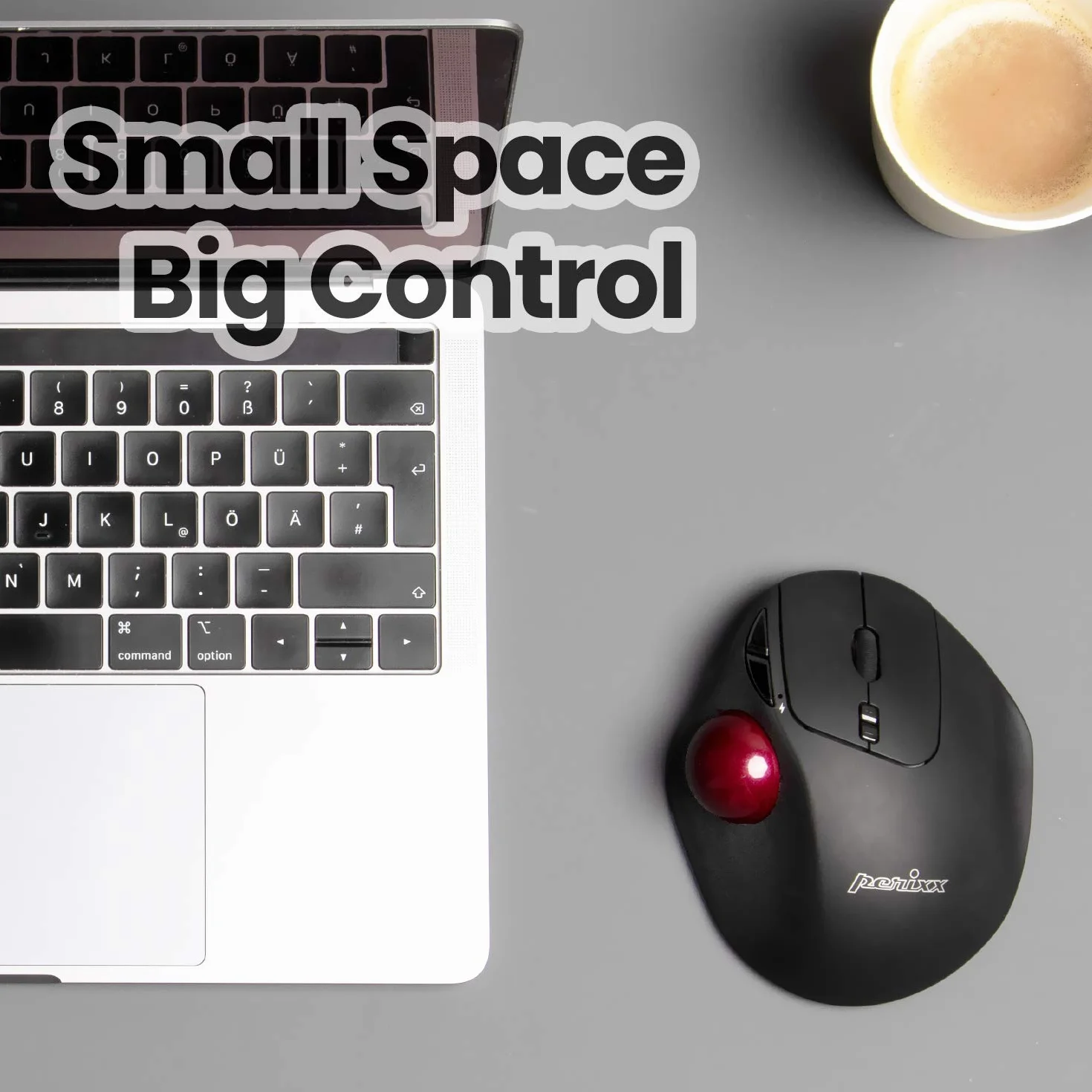 Perixx PERIPRO-304 Trackball 55 mm, błyszczące wykończenie, prędkość, czerwony, kompatybilny z innymi myszkami Trackball