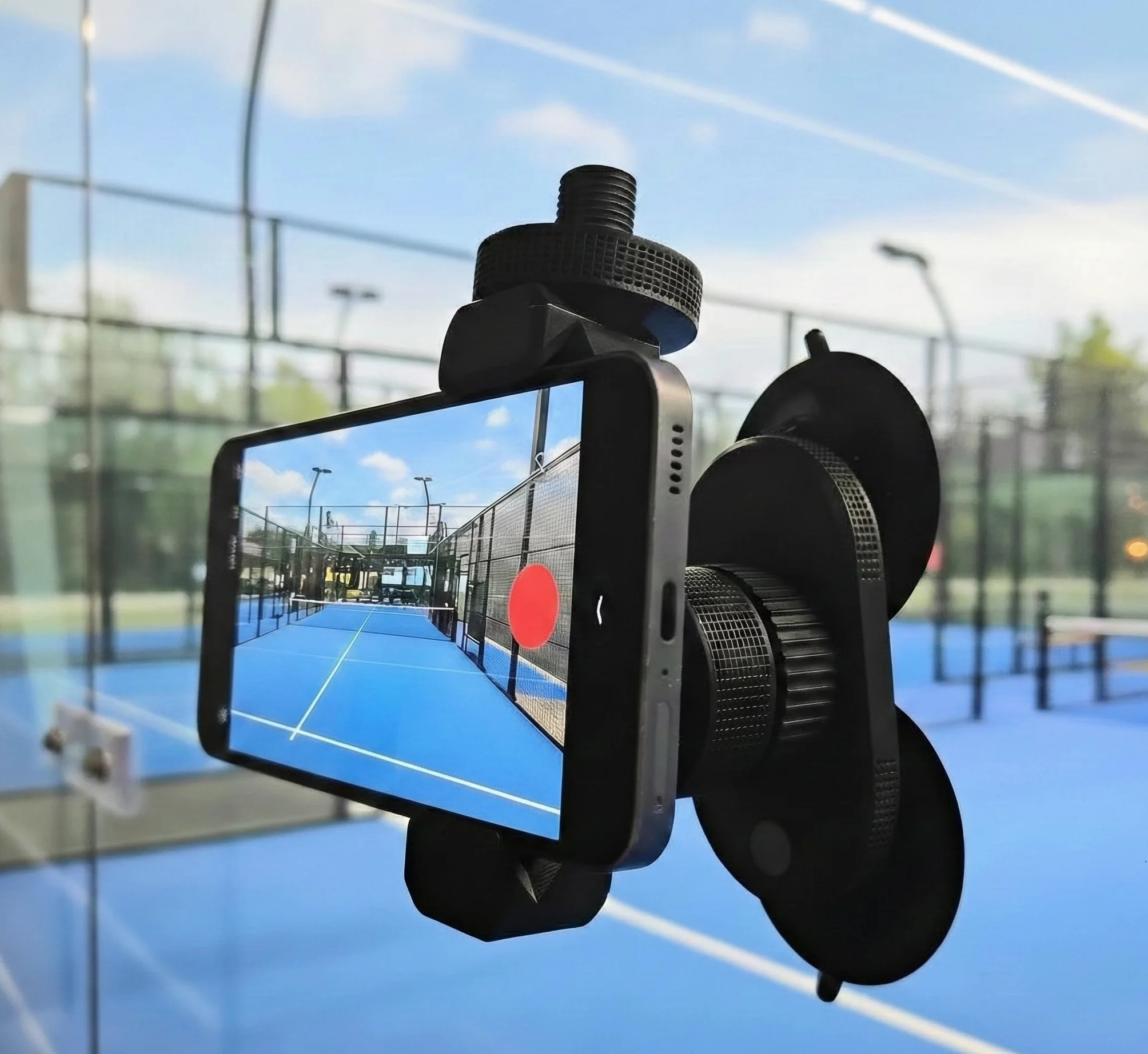 Uchwyt na telefon Padel z przyssawką obracany 360° uniwersalny do nagrywania wideo iPhone Samsung