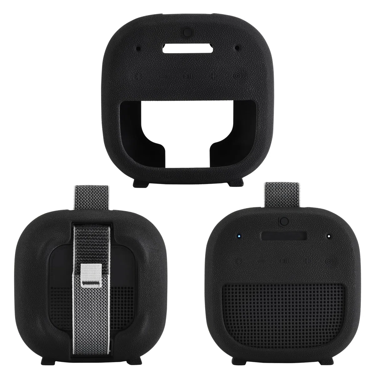 Silikonowe Etui do Bose Nowość Przenośny głośnik SoundLink Micro (2. generacji),do Bose SoundLink Micro 2nd Przenośny Pokrowiec Podróżny Futerał Ochronny z Karabinek,Czarny