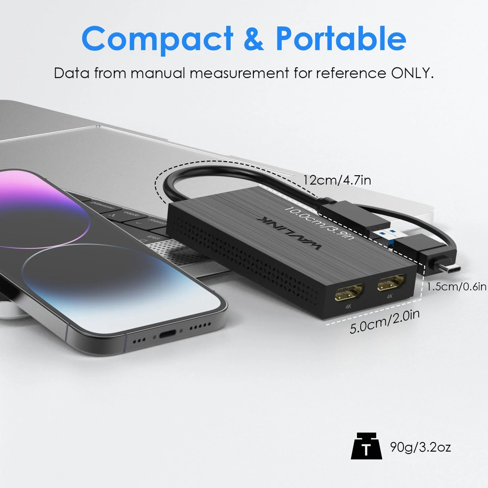 WAVLINK Adapter USB 3.1/USB-C na Dual HDMI - DisplayLink Dual 4K 60Hz Hub monitora do Windows i Apple M1/M2/M3 Mac