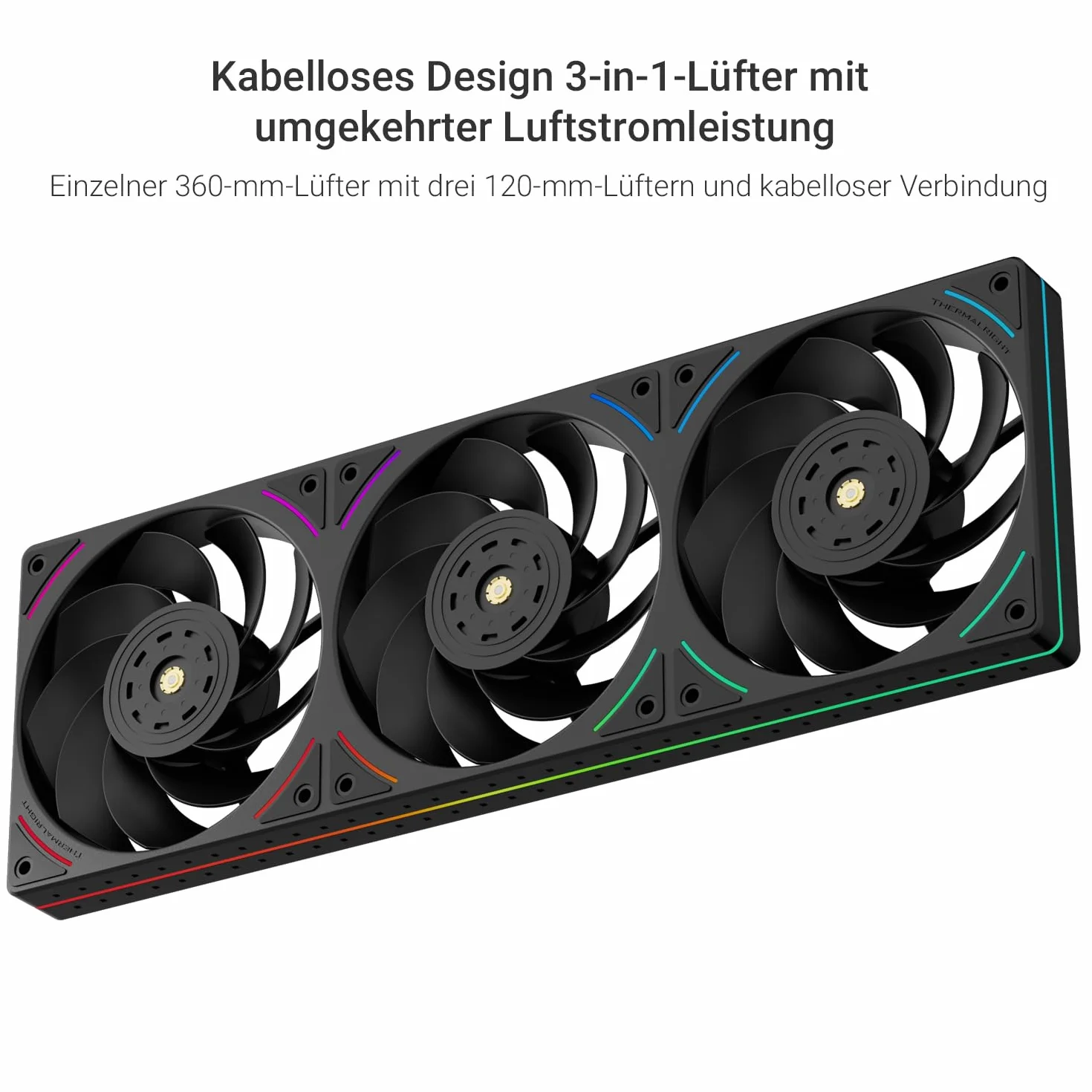 Thermalright TL-UB36R wentylator obudowy 120 mm, 3-pak-PWM, cichy (≤ 27 dB(A), z odwróconą łopatką / oświetleniem ARGB 5 V, do chłodzenia wodą procesora i chłodzenia obudowy, czarny