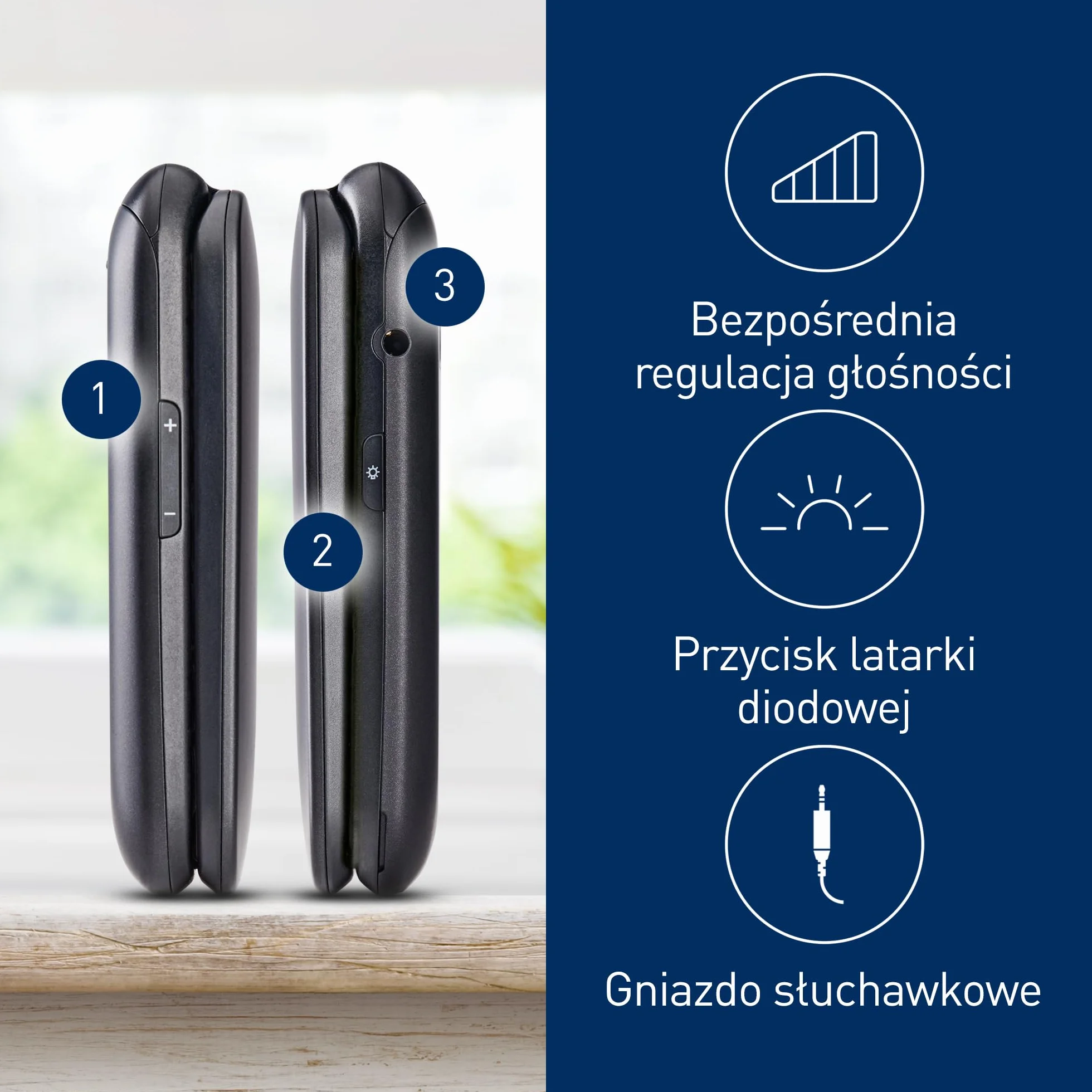 Panasonic KX-TU550 telefon dla seniora z klapką (duży ekran 2,8", aparat 1,2 MP, Clear Voice VoLTE, połączenia priorytetowe, tryb głośnomówiący), czarny