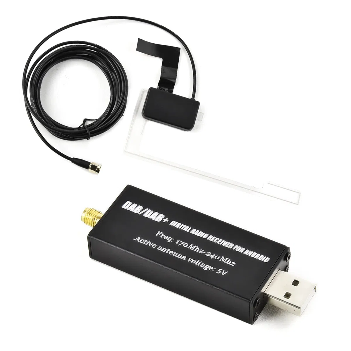 Podofo Dongle Dab/Dab+ adapter USB z anteną okienną samochodową, uniwersalny do odtwarzacza radia samochodowego z systemem Android, z aplikacją Dab, radiem na sygnał cyfrowy