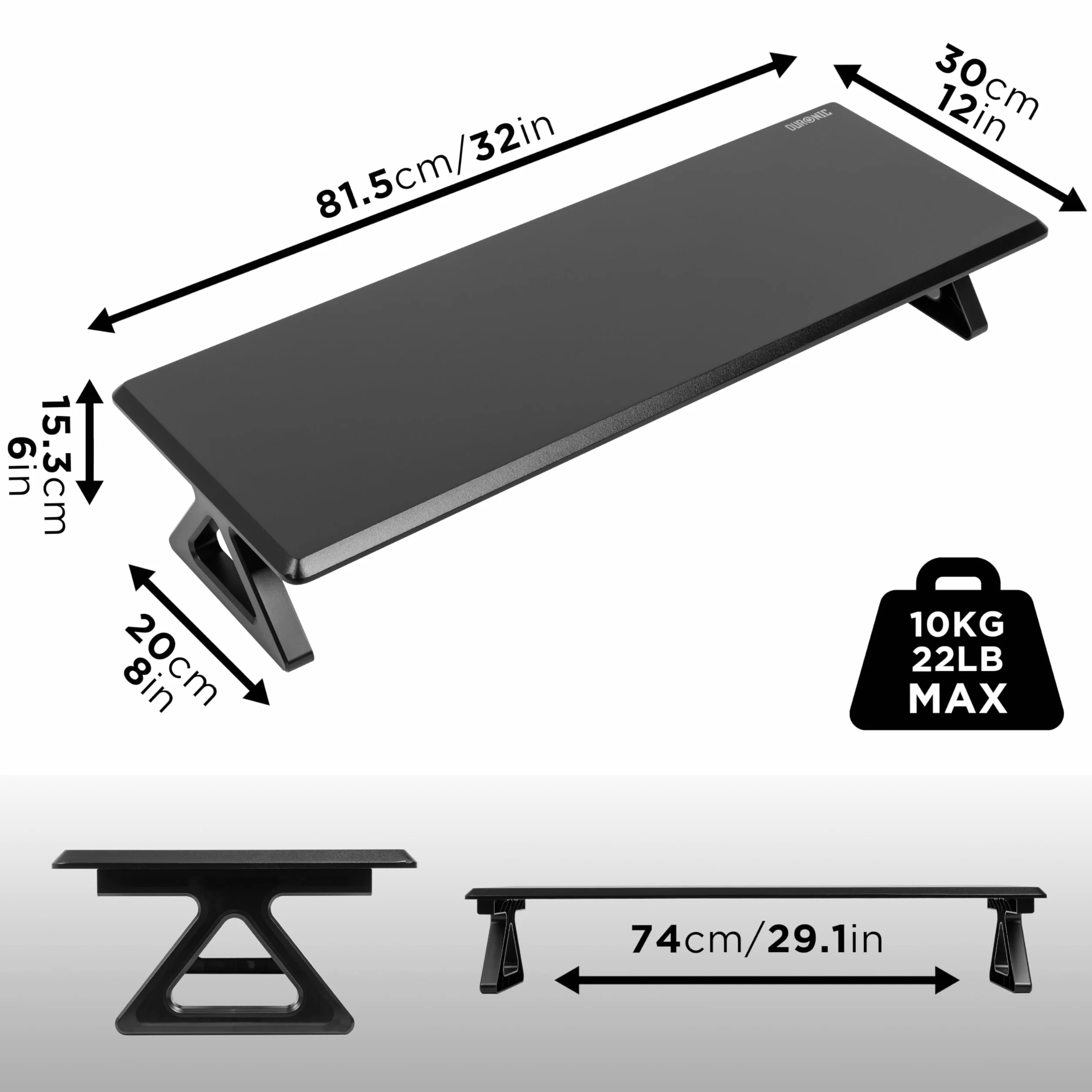 Duronic DM06-2 BK Stojak do monitora podstawka pod monitor 82 x 30 cm do 10 kg MDF i tworzywo