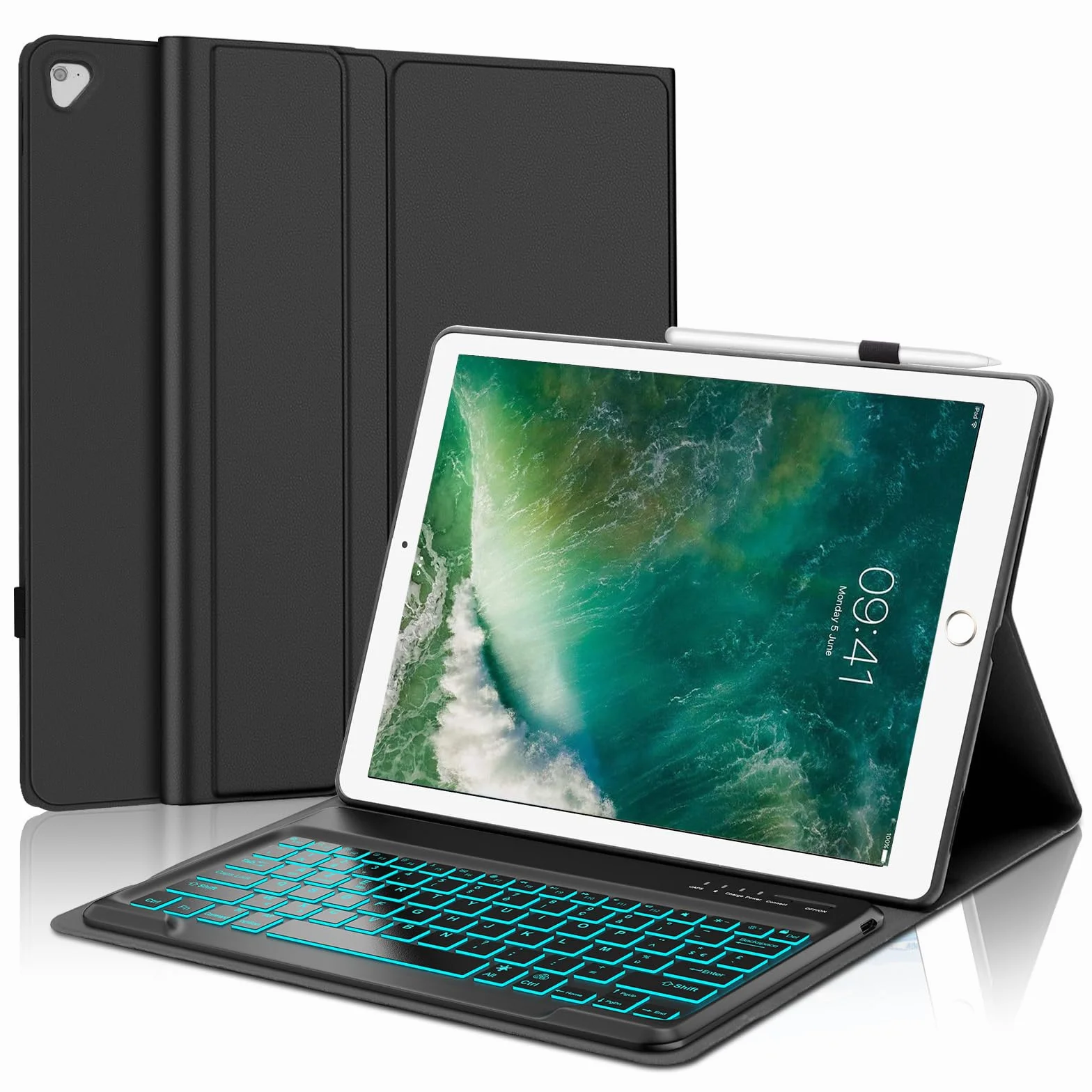 FOGARI Klawiatura do iPada Pro 12.9 2017/2015 1/2 generacji, AZERTY, czarna