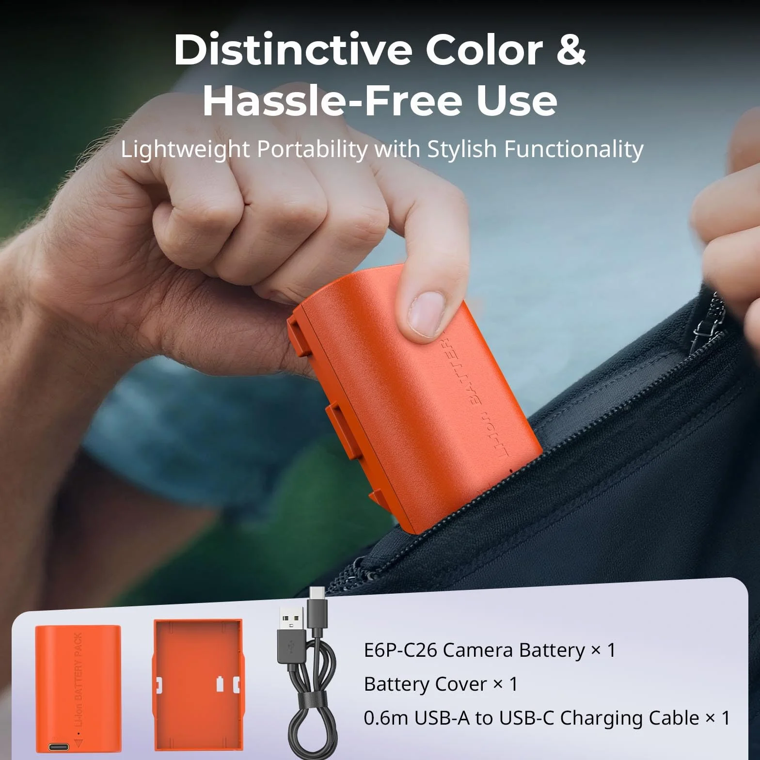 SMALLRIG Akumulator LP-E6P, 2520 mAh, zamienny akumulator USB-C do Canon EOS R5 Mark II, R6 Mark II R5, R6, R7, 5D Mark II, 5D Mark IV, 60D, 70D, 80D, 90D, szybkie ładowanie do 2,5 godziny-5407