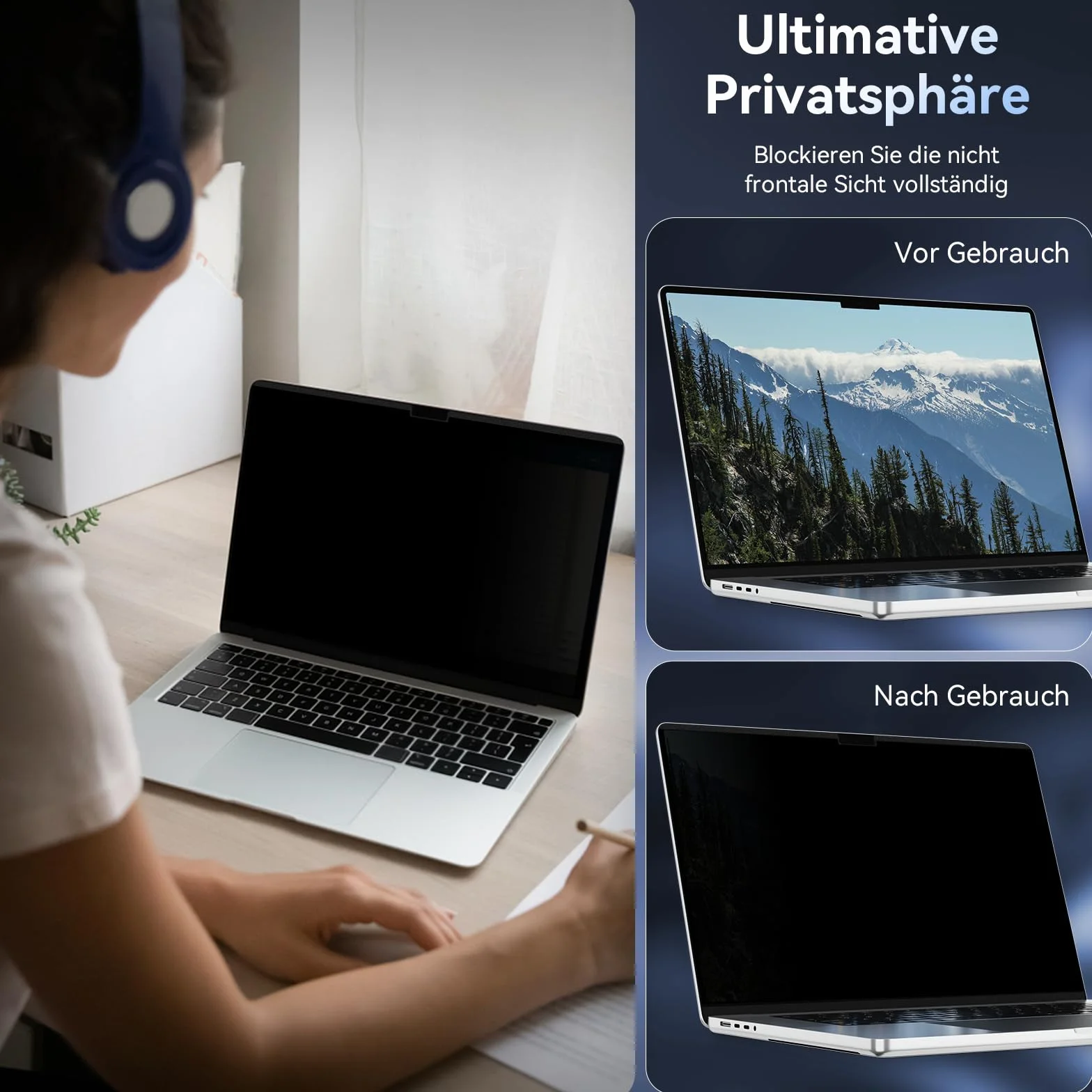 Protescreen Magnetyczny filtr prywatyzujący do MacBook Pro 14 cali (2021-2025, M1 M2 M3 M4 M5), 14,2" Zdejmowany Anti Spy Glare Niebieskie Światło Mac Laptop Privacy Folia Prywatności Ochrona Wzroku