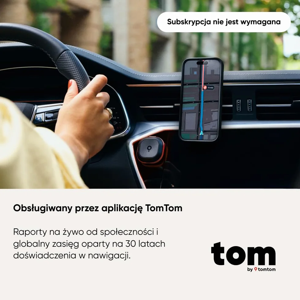 TomTom Antyradar do Samochodu – Wykrywa Fotoradary Stałe i Mobilne, Korki | Bez Abonamentu | CarPlay & Android Auto | Wyprodukowane w Europie | Tom by TT