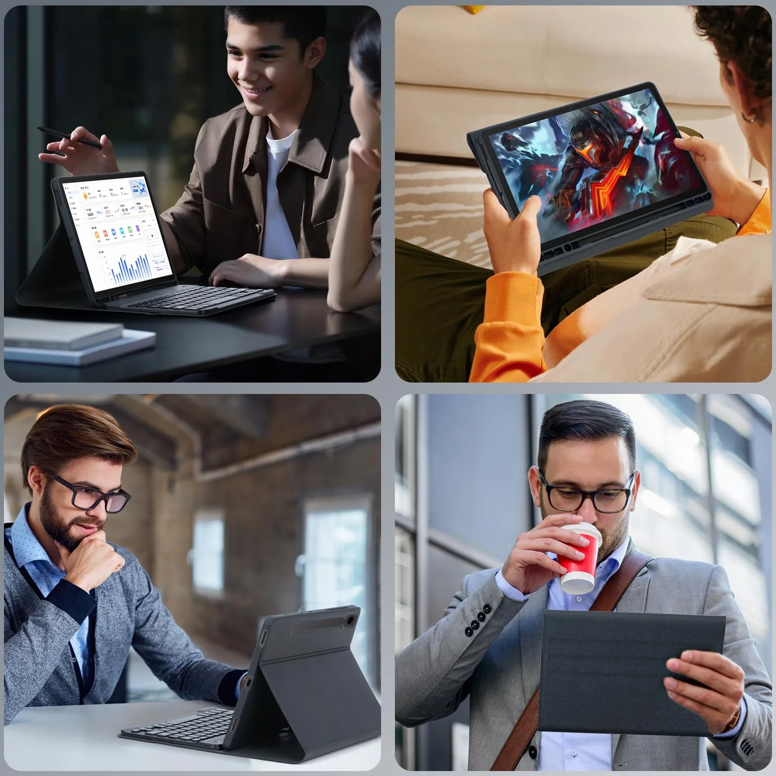 Etui z Klawiaturą Bezprzewodową Bluetooth dla Xiaomi Redmi Pad Pro 12,1 Cala 2024, Czarny