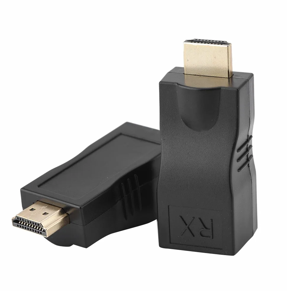 1080P HDMI Extender, 30m do RJ45 Kabel sieciowy Extender Konwerter Repeater TX nadajnik RX na CAT-5e CAT6 dla HDPC 4K 2K