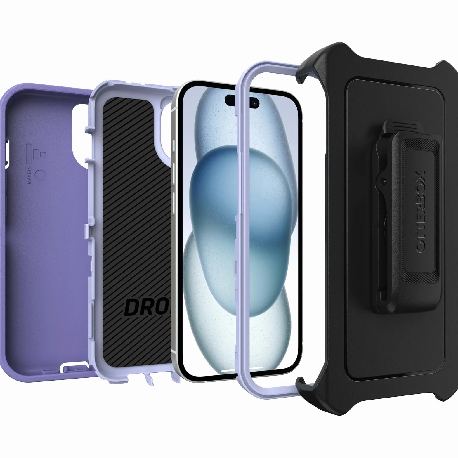 OtterBox Defender Etui iPhone 15 14 13 Mountain Majesty Fioletowe Wytrzymałe Ochrona Portu Podpórka Klips