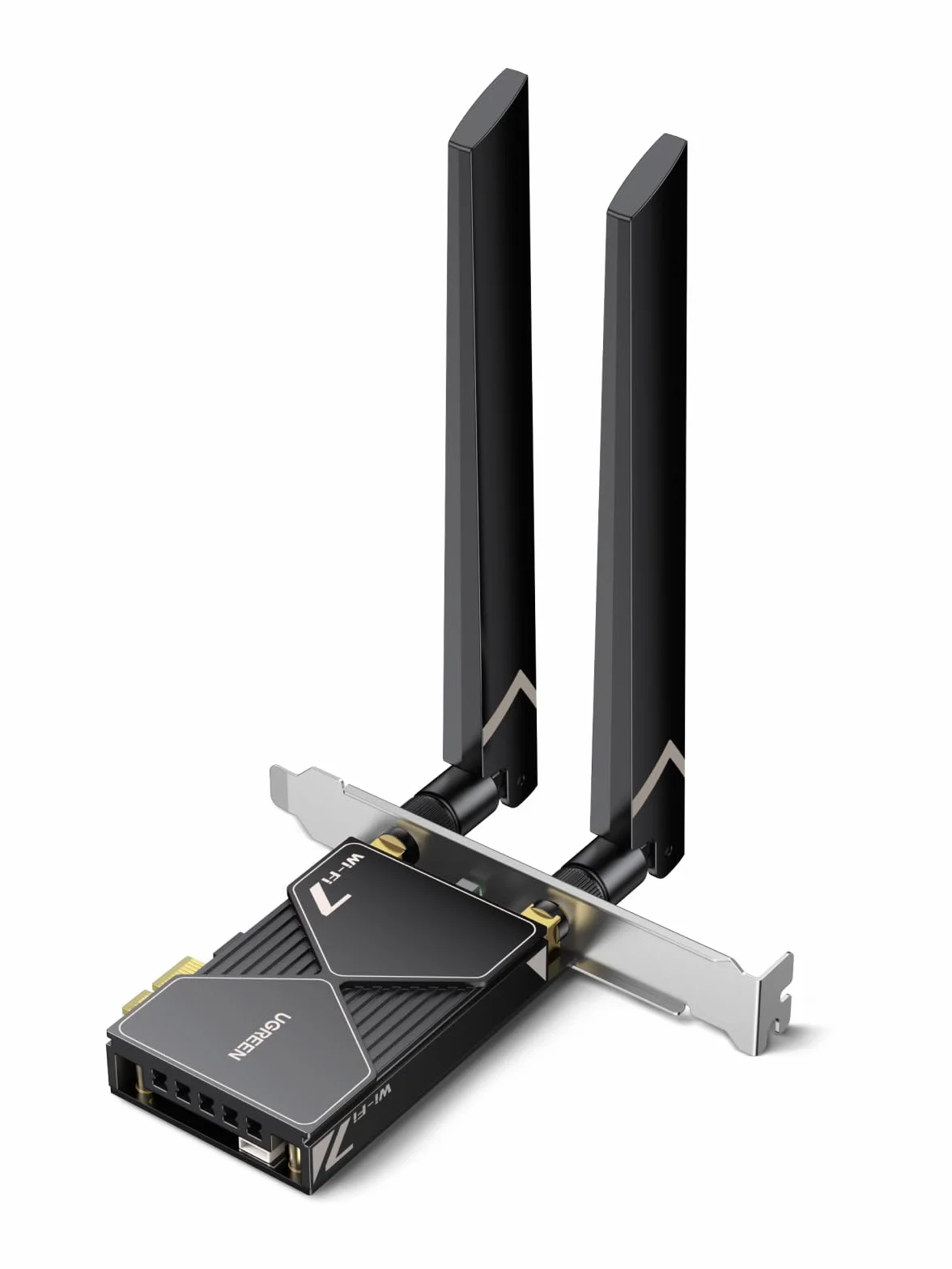 Karta sieciowa UGREEN WiFi 7 BE6500 z Bluetooth 5.4, pasmem 6 GHz, obsługą wielu łączy, WPA3, kartą sieciową z antenami 2x6dBi, kartą sieciową PCIe kompatybilną z systemem Windows 11.