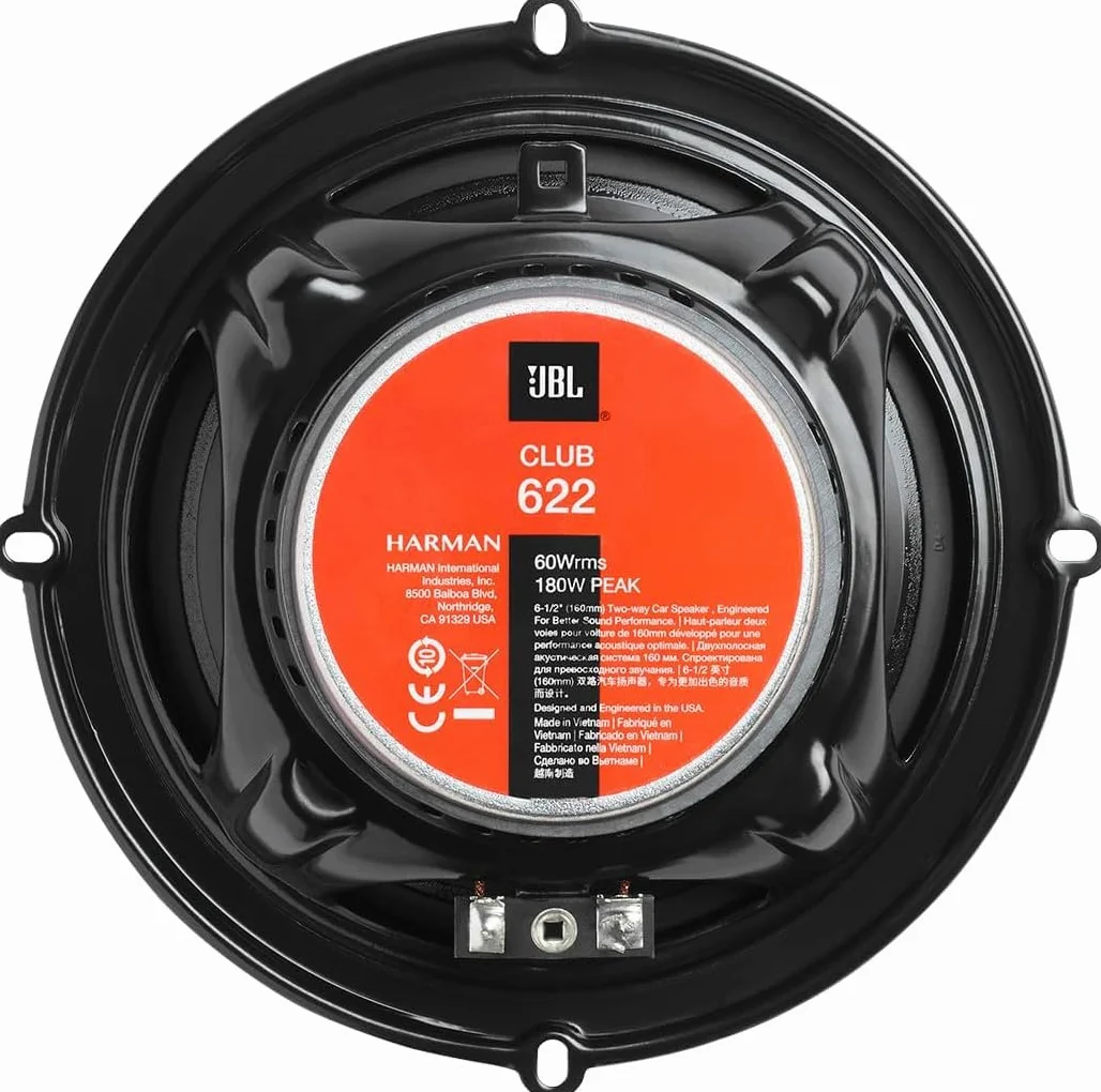 JBL Club 622 16 cm 2-drożny uniwersalny głośnik samochodowy 180 W, Car Audio Entertainment