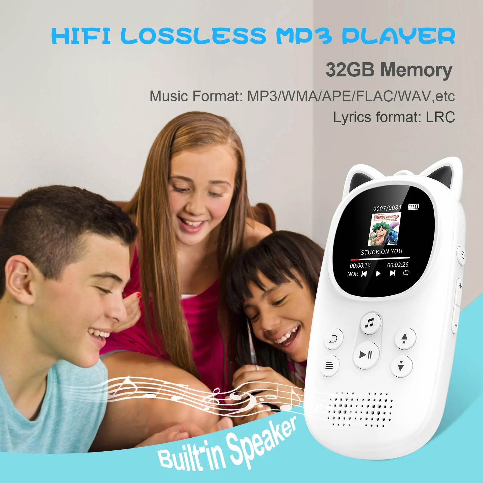 32GB Odtwarzacz MP3 z Bluetooth 5.0, Odtwarzacze MP3 dla dzieci z głośnikiem o pojemności 750 mAh, odtwarzacz muzyczny Oilsky Child Mp3 z radiem FM (Czarny)