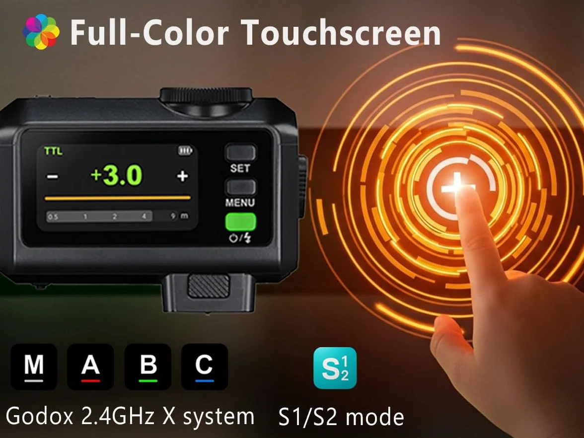Godox iT30Pro S TTL Mini lampa błyskowa, iT30 Pro S bezprzewodowa lampa błyskowa 2.4G HSS 1/8000 s TTL, z ekranem dotykowym i USB-C, kompatybilna z Sony a6000, A9, A7R, A7RII, A7RM3, A7RIII itp.