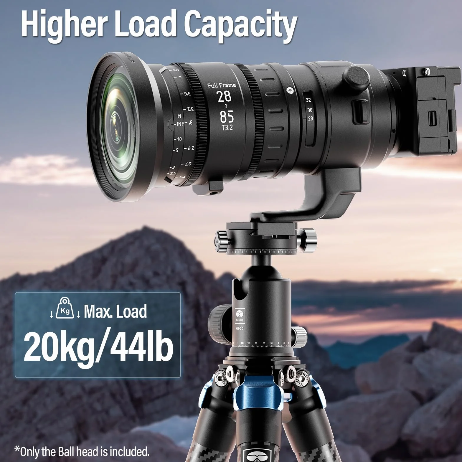 SIRUI Głowica kulowa statywu do aparatu, podwójna głowica panoramiczna 360° z metalową kulką 36 mm i płytką szybkiego zwalniania 1/4 cala do kamery DSLR, kamery, statywu, monopodu, maksymalnego