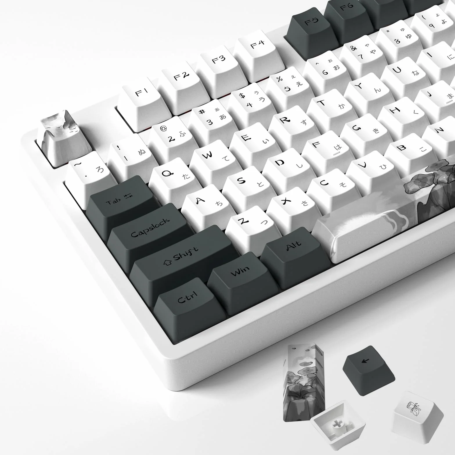 MOLGRIA Ink Lotus Nakładki na klawisze gamingowe PBT OEM 140 szt. termosublimacyjne ANSI/ISO do Gateron Kailh Cherry MX