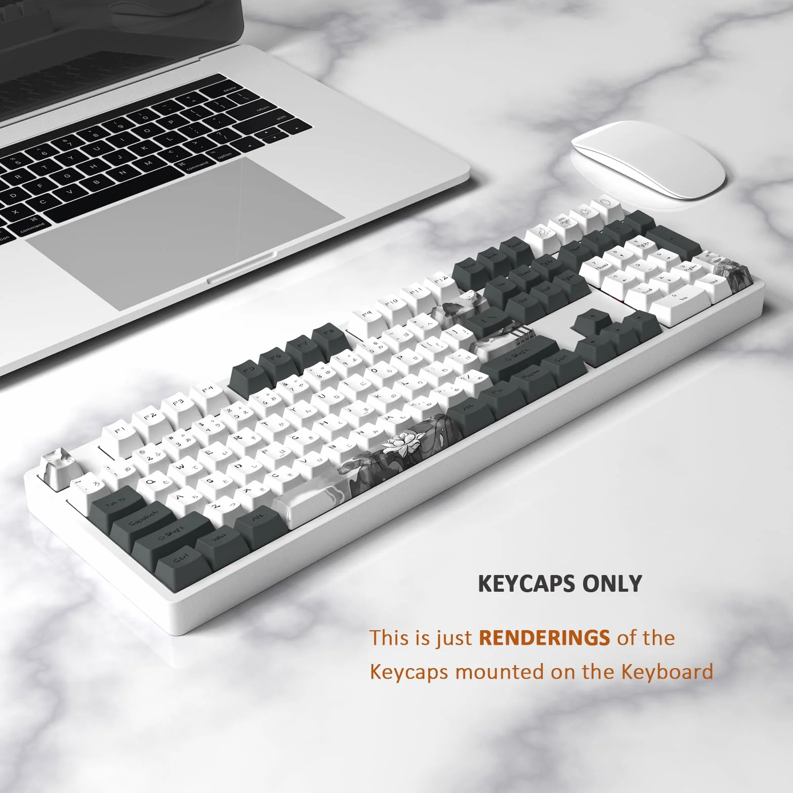 MOLGRIA Ink Lotus Nakładki na klawisze gamingowe PBT OEM 140 szt. termosublimacyjne ANSI/ISO do Gateron Kailh Cherry MX