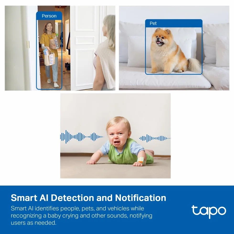 TP-Link Tapo C125 | Kamera Wi-Fi do monitoringu domowego 2K QHD | Wykrywanie ludzi, dźwięku i zwierząt | Tryb prywatności | Dwukierunkowe audio | Kompatybilna z Alexa i Google Home