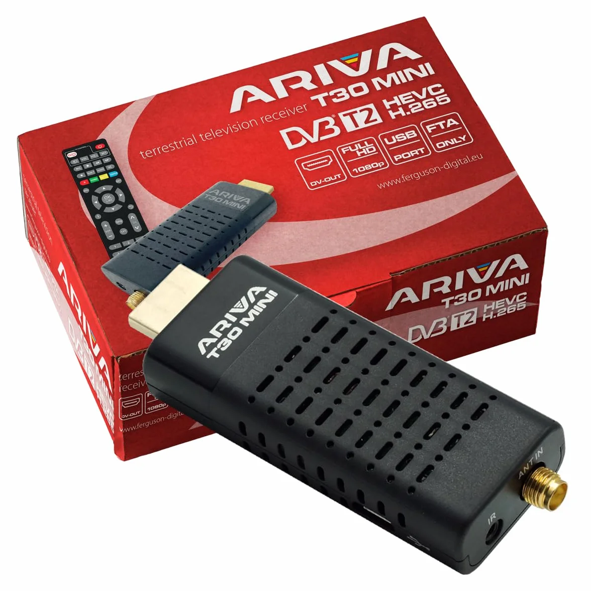 Ariva T30 MINI Dekoder telewizji naziemnej DVB-T2 H.265 HEVC Wi-Fi Teletext Timeshift
