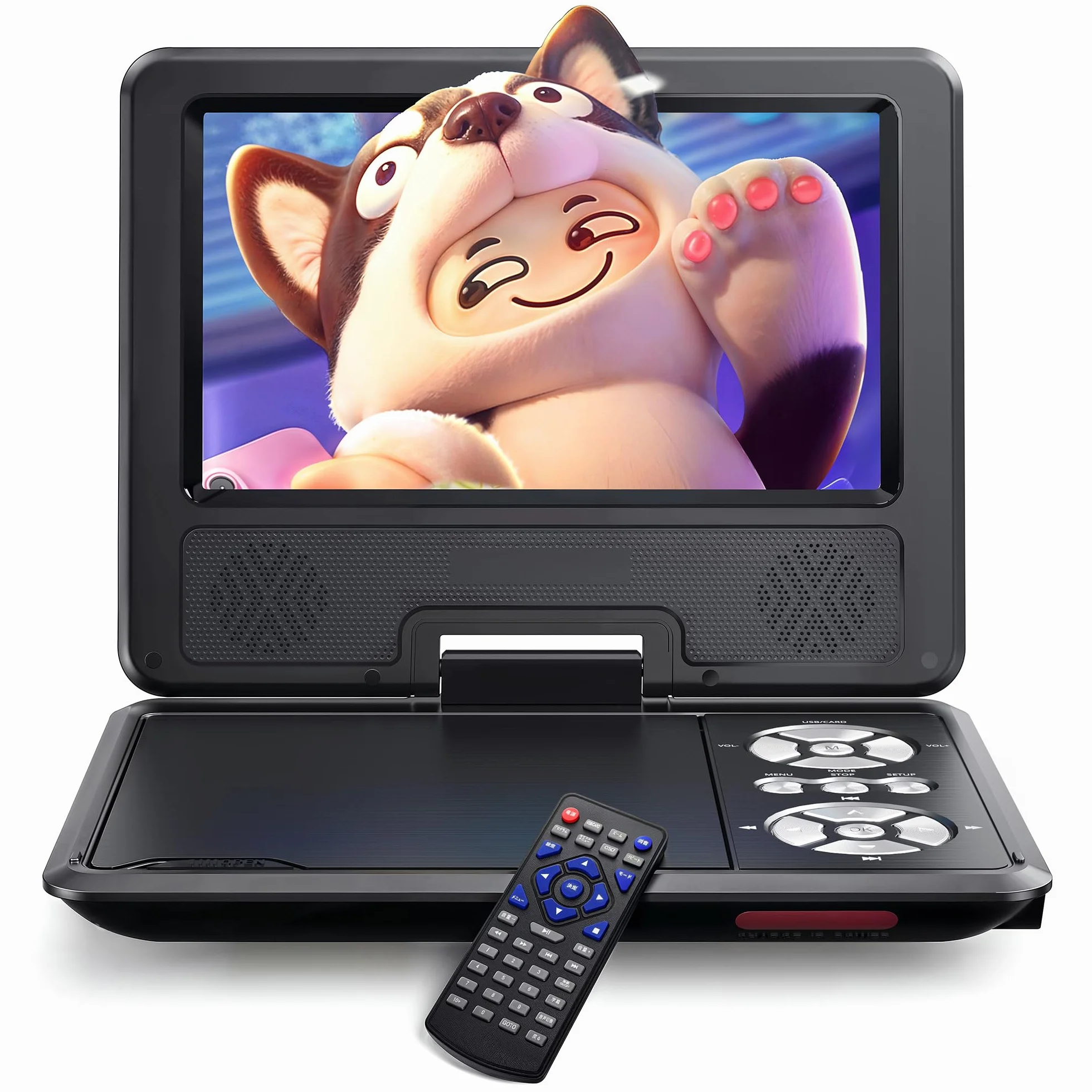 WOLFANG Przenośny Odtwarzacz DVD 9,5" Ekran Obrotowy HD 7,5" 4-6h Pracy Bez Blokady Regionalnej