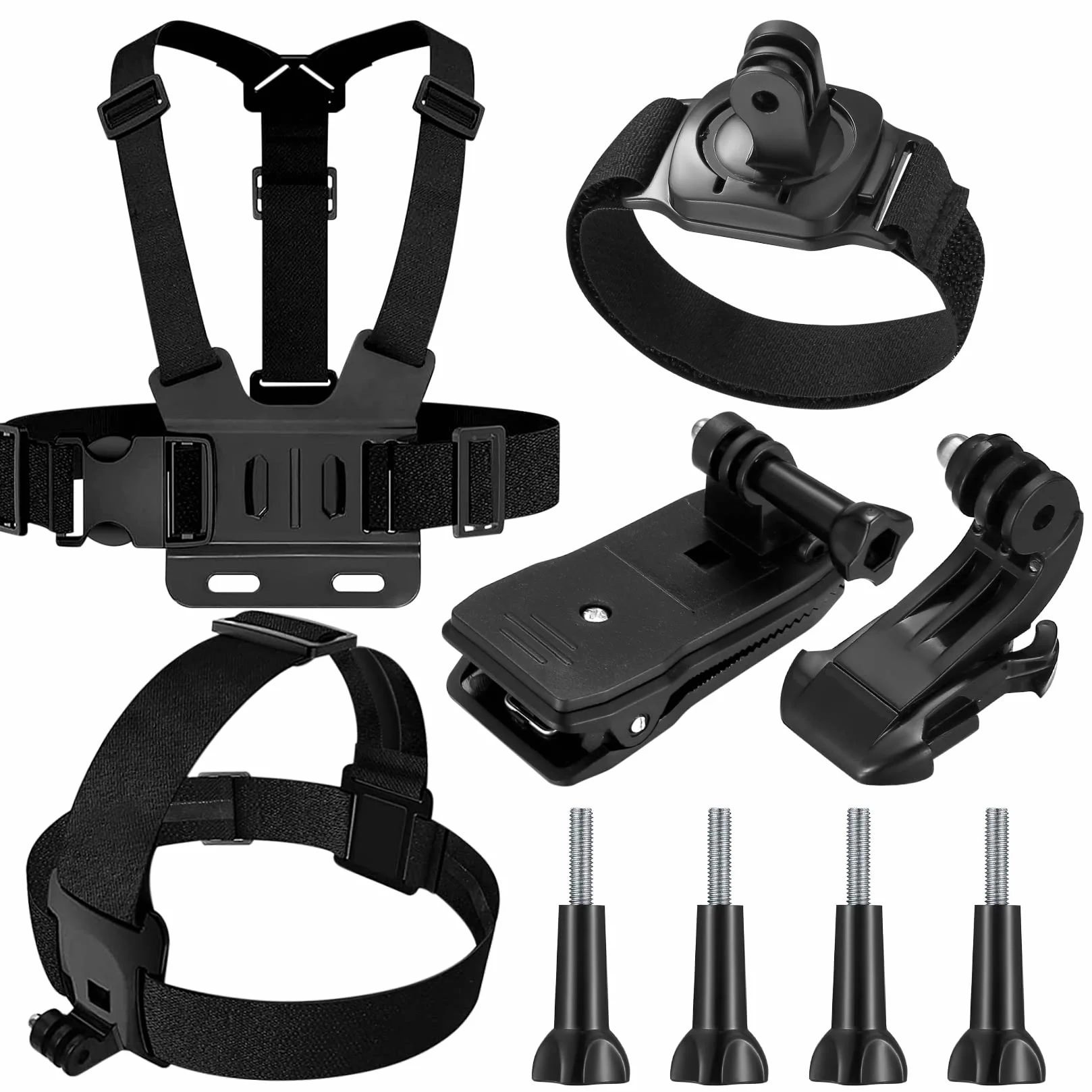 Kompatybilny z kamerą Gopro 9 w 1, uchwyt na pas piersiowy, regulowany pasek na głowę, pasek na rękę, uchwyt na plecak, kompatybilny z Gopro Hero 9 8 7 6 5 SJCAM Insta360