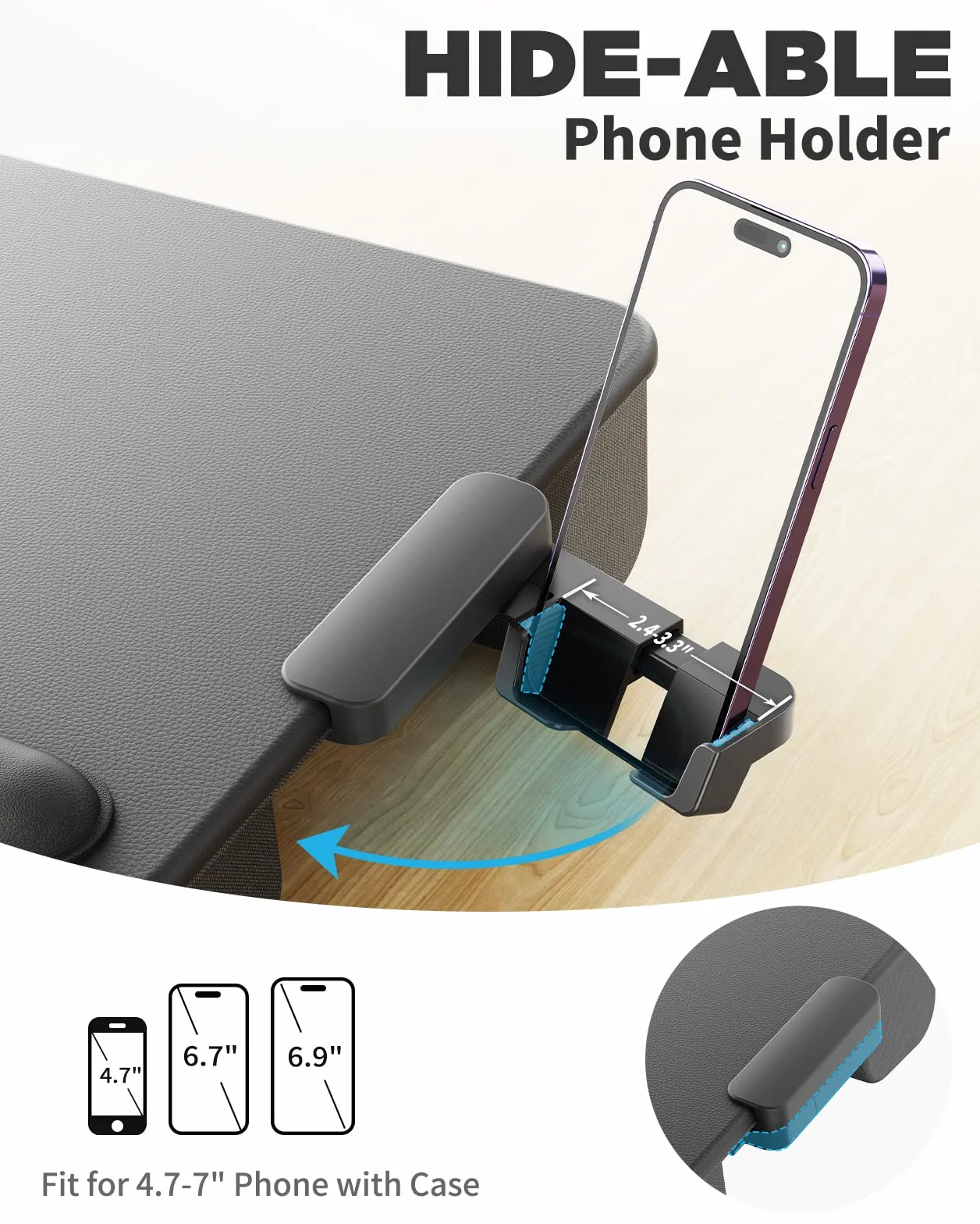 SAIJI Taca na laptopa antypoślizgowa skórzana 54 x 33 cm duża z szufladą podpórka pod nadgarstek uchwyt na telefon