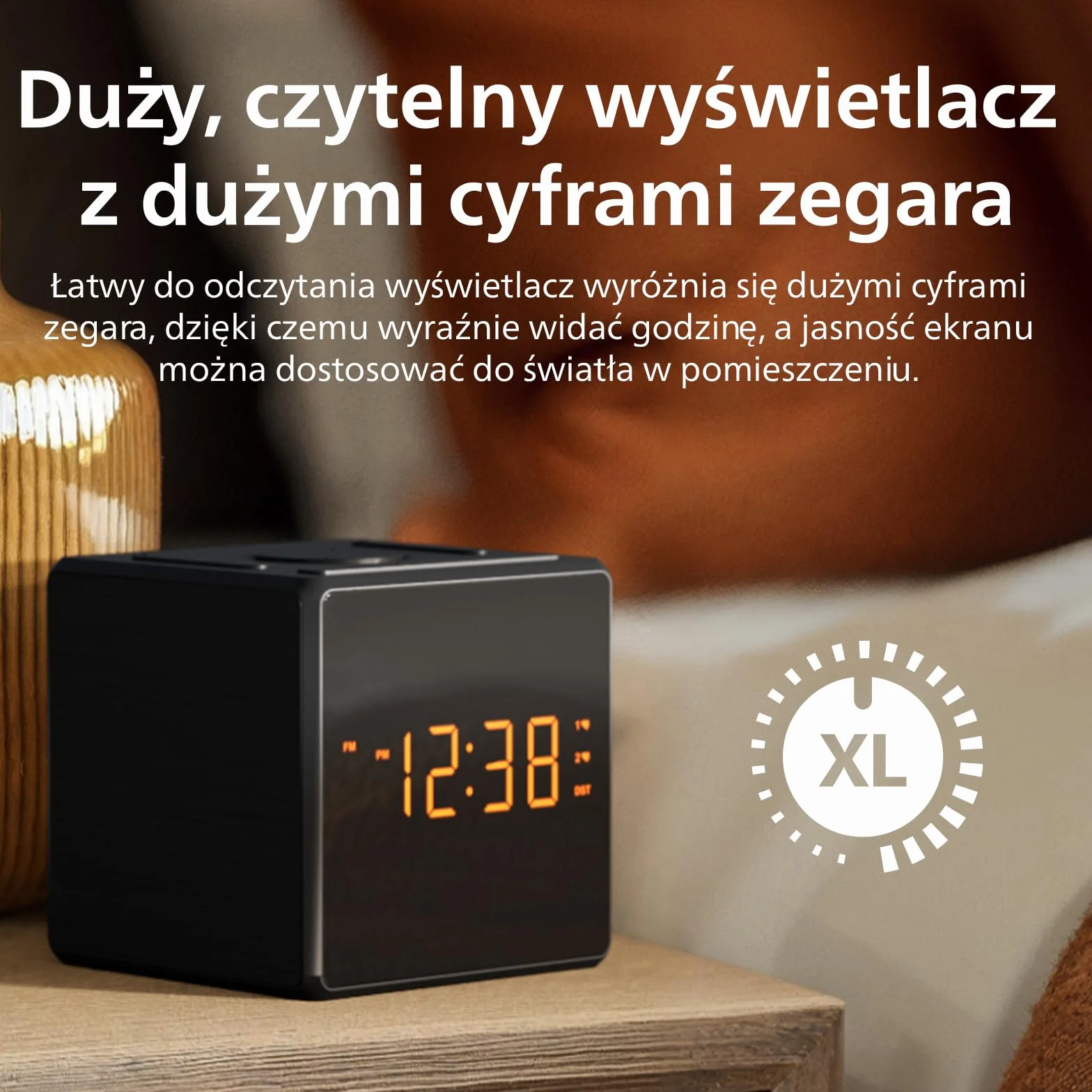 Philips TAR4500 Radiobudzik FM z podwójnym alarmem i portem USB-C
