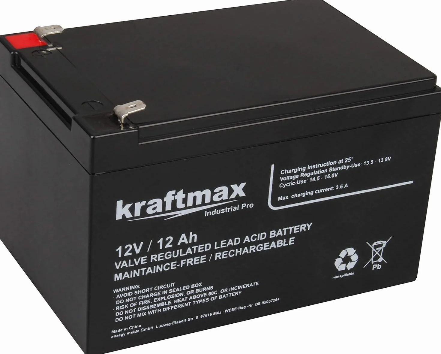 Kraftmax Industrial Pro akumulator ołowiowy 12 V 12 Ah AGM