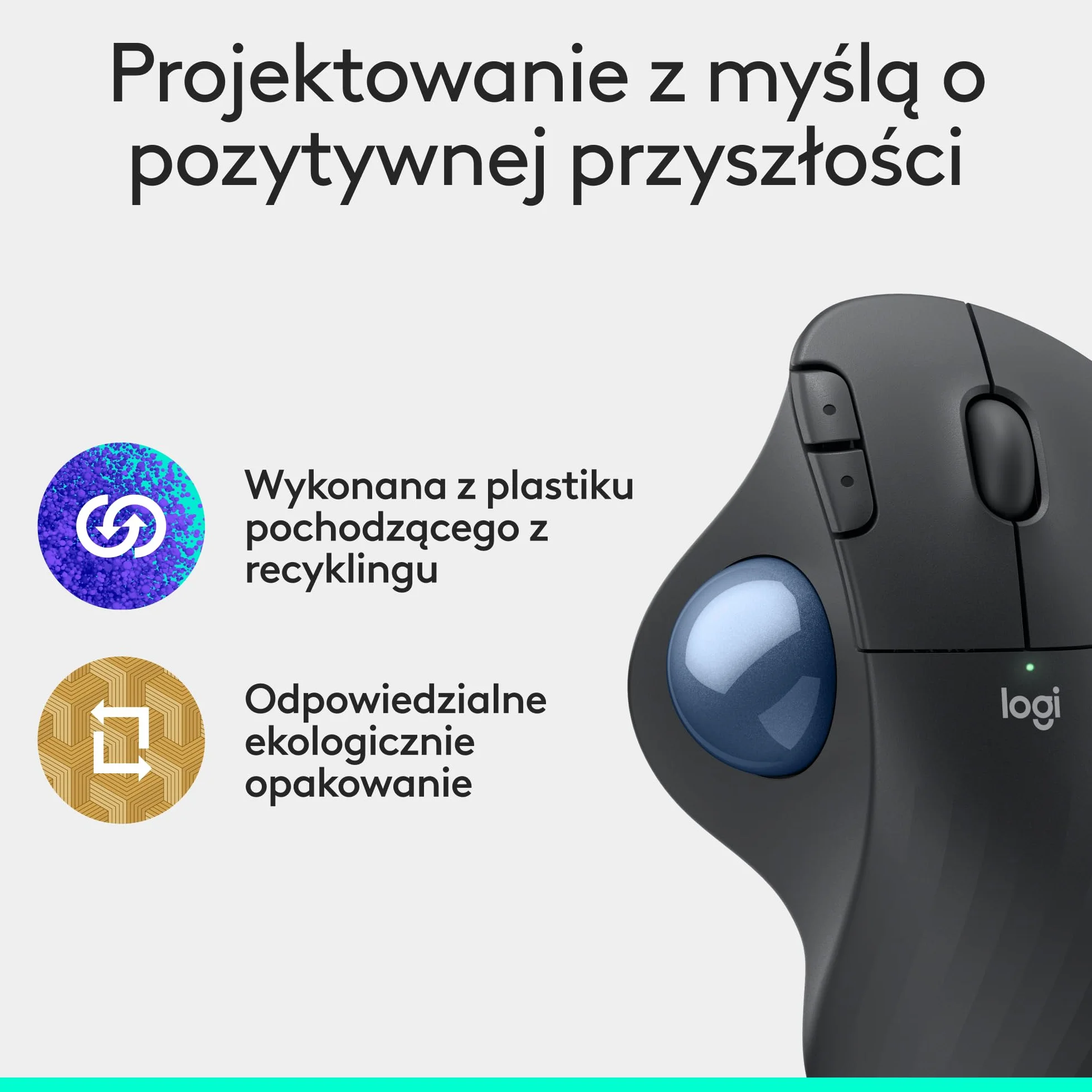 Logitech ERGO M575S bezprzewodowa mysz z trackballem ergonomiczna Bluetooth Grafit