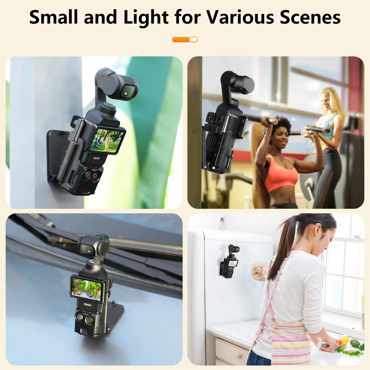 AMAZEAR Magnetyczny uchwyt i przyssawka samochodowa Combo do DJI OSMO Pocket 3, czarny