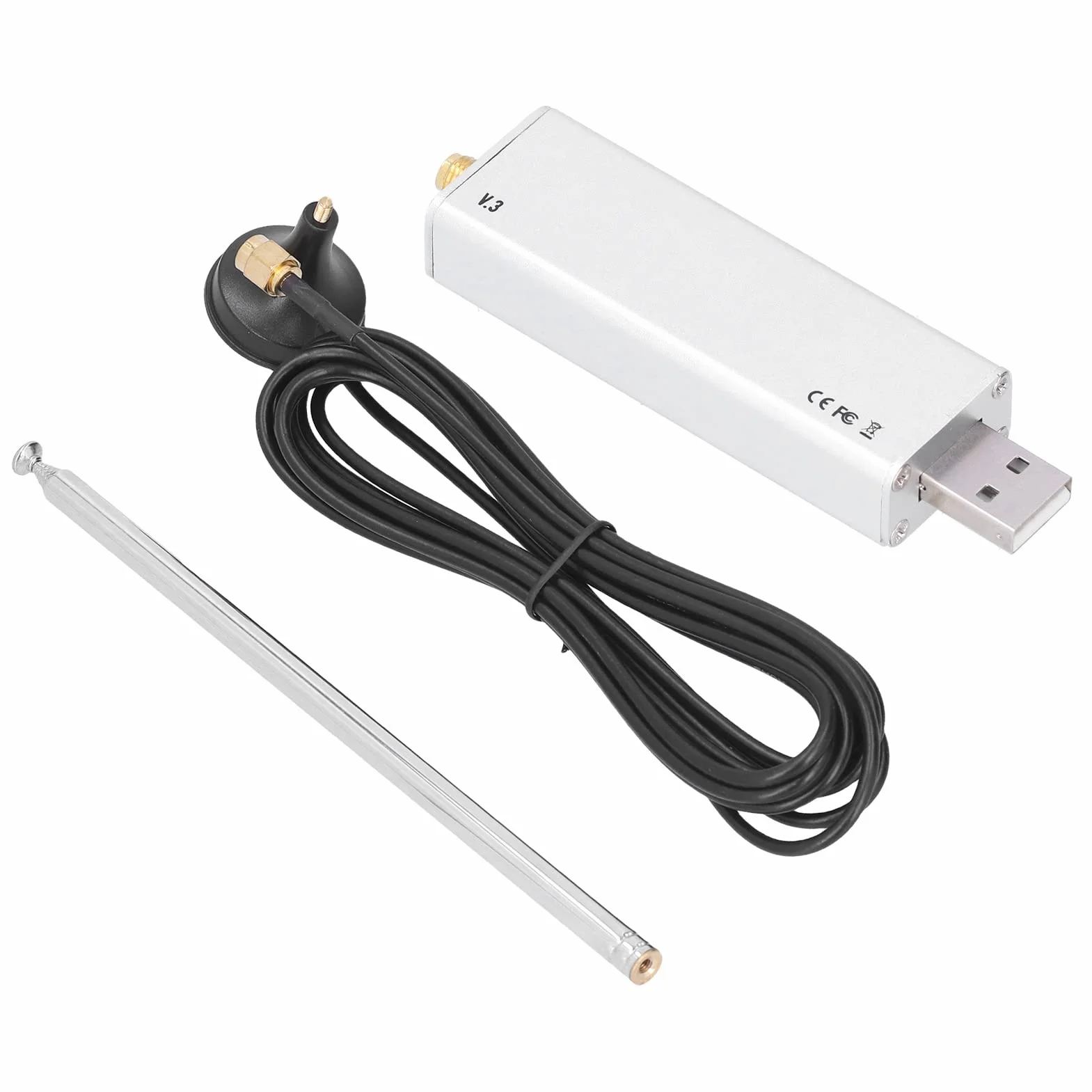 RTL-SDR Blog V3 R820T2 RTL2832U 1PPM TCXO HF Bias Tee SMA Software Defined Radio z zestawem anteny dipolowej