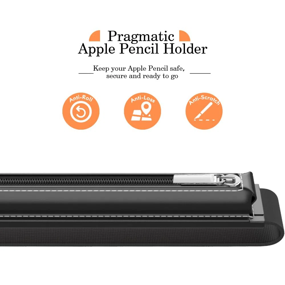 MoKo Pencil Case Fit Apple Pencil Pro, Apple Pencil (USB-C), Apple Pencil 1st/2nd Generation, Stylus Pencil Sleeve PU Leather Zipper Pouch with Elastic Band For 9.7"-12.9" Tablet, Black