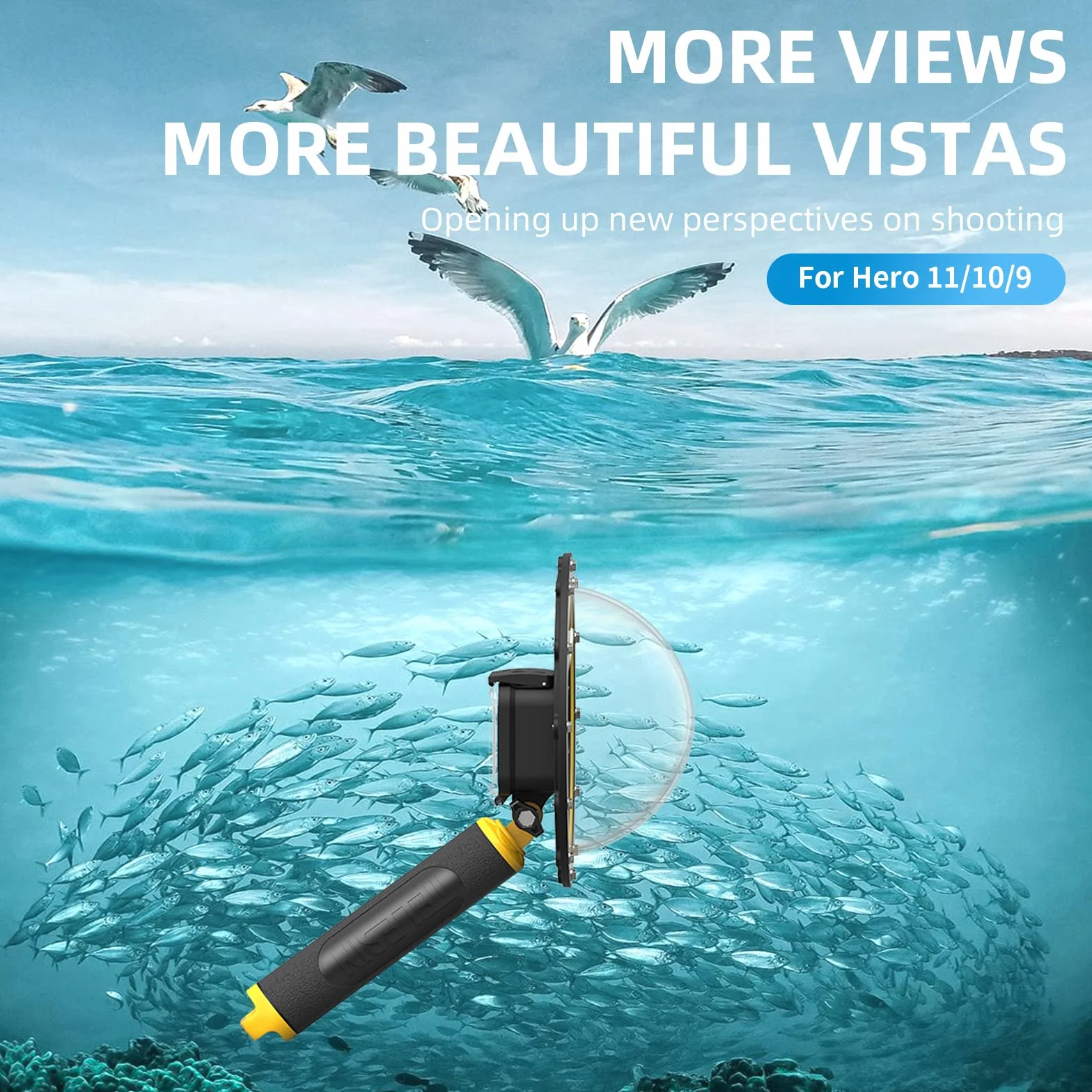 Port kopułowy dla GoPro Hero 10 9 Czarna, wodoodporna obudowa Osłona obiektywu do nurkowania Przezroczysta obudowa z spustem pistoletowym, pływający uchwyt do Hero 10 9 Akcesoria do kamer akcji