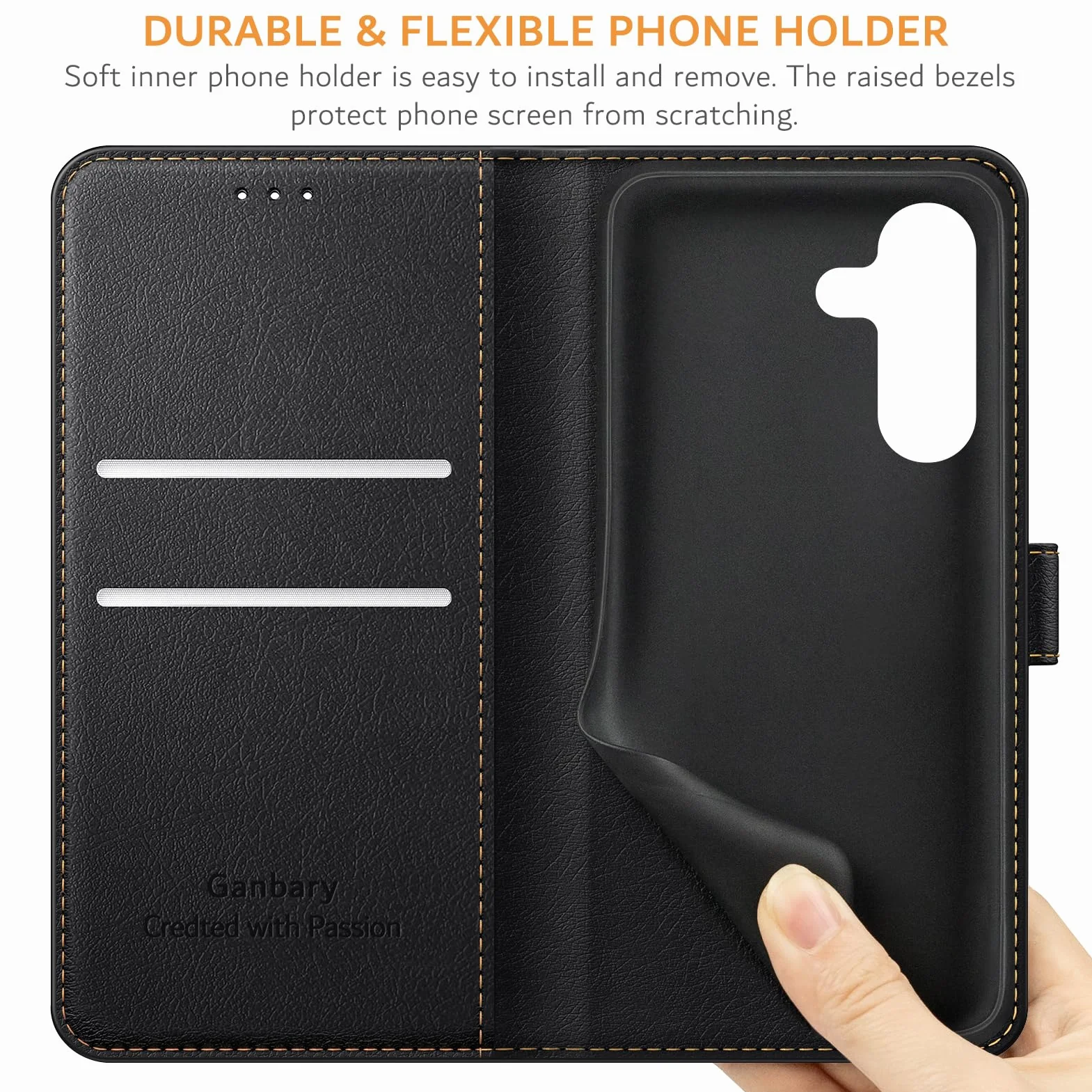 Ganbary Handyhülle für Samsung Galaxy A36 / A56 5G Hülle, Premium Leder Klapphülle [Kartenschlitz] [Magnetverschluss] [Standfunktion] Komórka do Galaxy A36 / A56 5G etui ochronne, czarny czarny