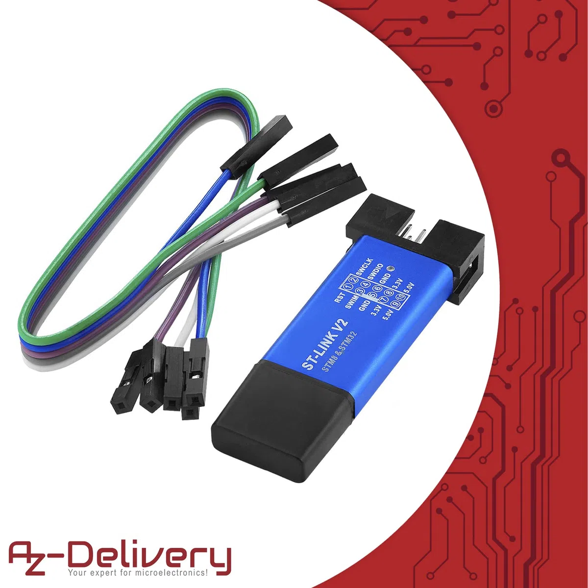 AZDelivery Mini debugger i emulator programowania Stlink V2 dla STM8 i STM32 z aluminiową obudową kompatybilny z Arduino wraz z E-Book!
