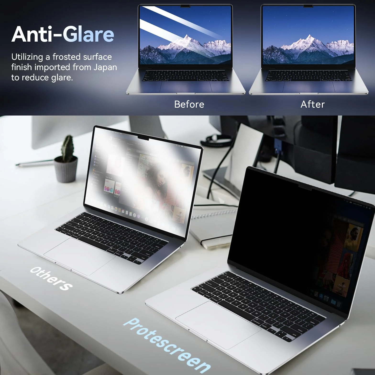 Magnetyczny filtr prywatności 13,3" do Apple MacBook Pro 13" (2016-2022, M1, M2) i MacBook Air 13 (2018-2021, M1), niebieski antyglare