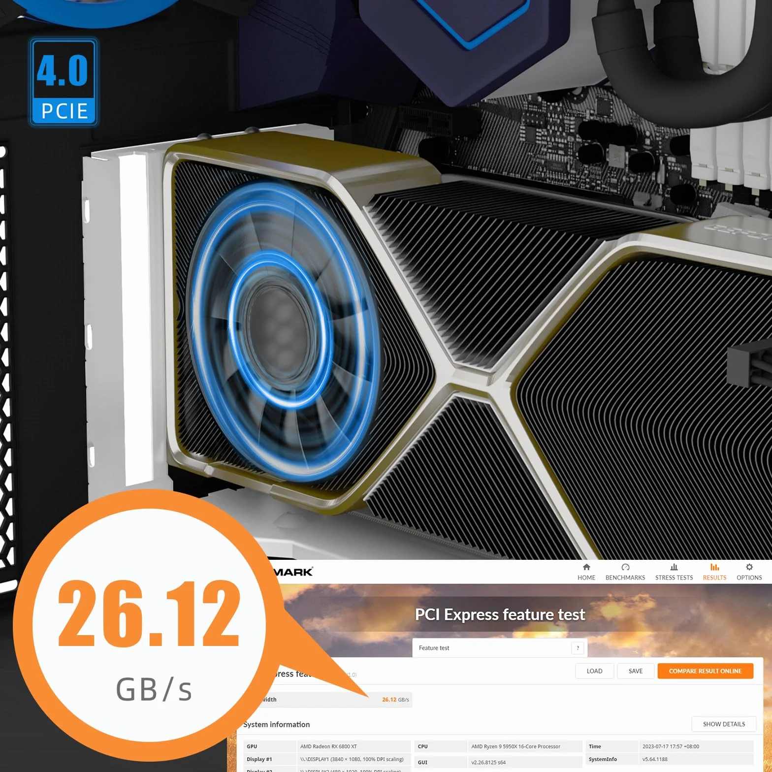 GLOTRENDS 3-slotowy wspornik GPU z kablem PCIe 4.0 Riser 150 mm do pionowego montażu GPU, kompatybilny z serią RTX 40/30 i Radeon RX7000/RX6000, obudowy PC z otwartym gniazdem PCI 7/8