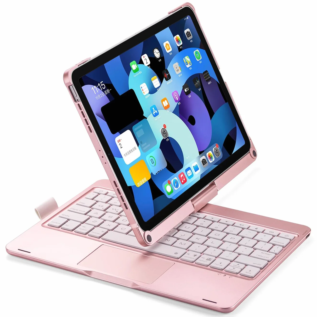 Etui z klawiaturą do iPada Air 4 | Air 5 | Air 11 cali (M2) | Air 11 cali (M3) | Air 11 cali (M4), obracany o 360 stopni touchpad, podświetlana klawiatura