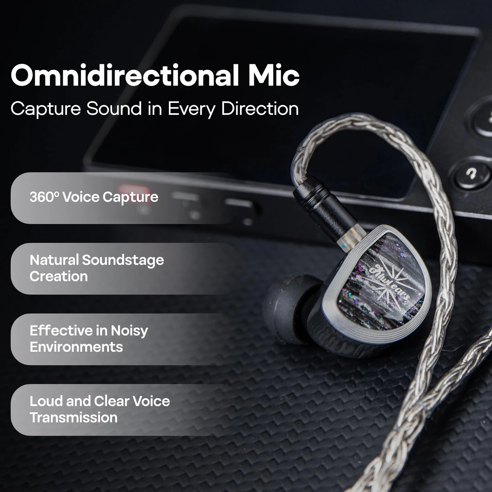Linsoul Tripowin Zonie HiFi IEM Upgrade kabel, z mikrofonem Omni, 16-żyłowy, posrebrzany kabel słuchawkowy SPC, opcje typu C/3,5 mm, 1,25 m, nieplączący się przewód dla audiofilów (typ C, 2-pinowy