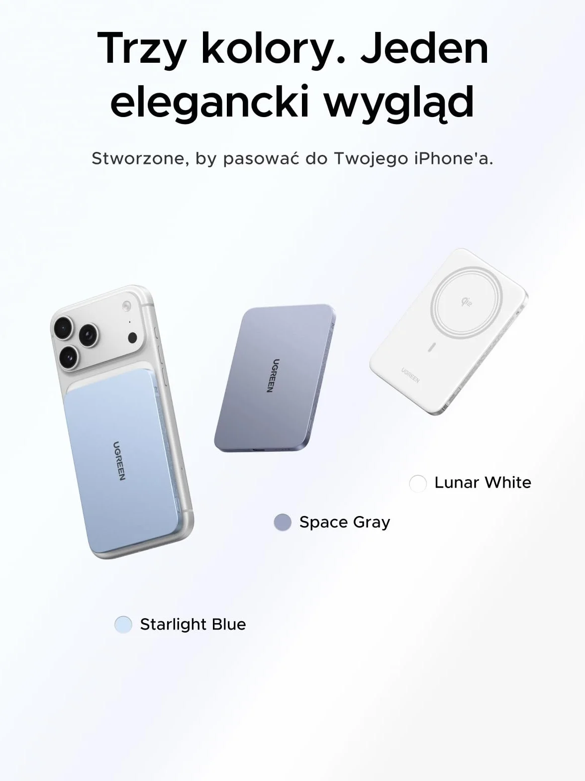 UGREEN MagFlow Air Power bank, ultracienki power bank MagSafe o pojemności 5000mAh i mocy 15W, certyfikat Qi2, szybkie ładowanie PD 20W, ergonomiczna konstrukcja, do modeli 17/16/12-15, Szary
