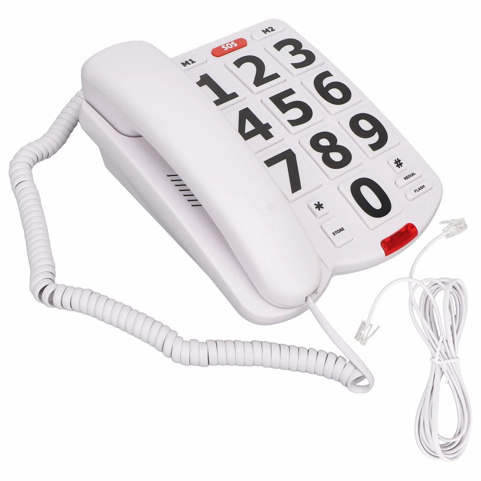 Telefon Stacjonarny z Dużymi Przyciskami dla Seniorów z Pamięcią Numerów i Regulacją Głośności