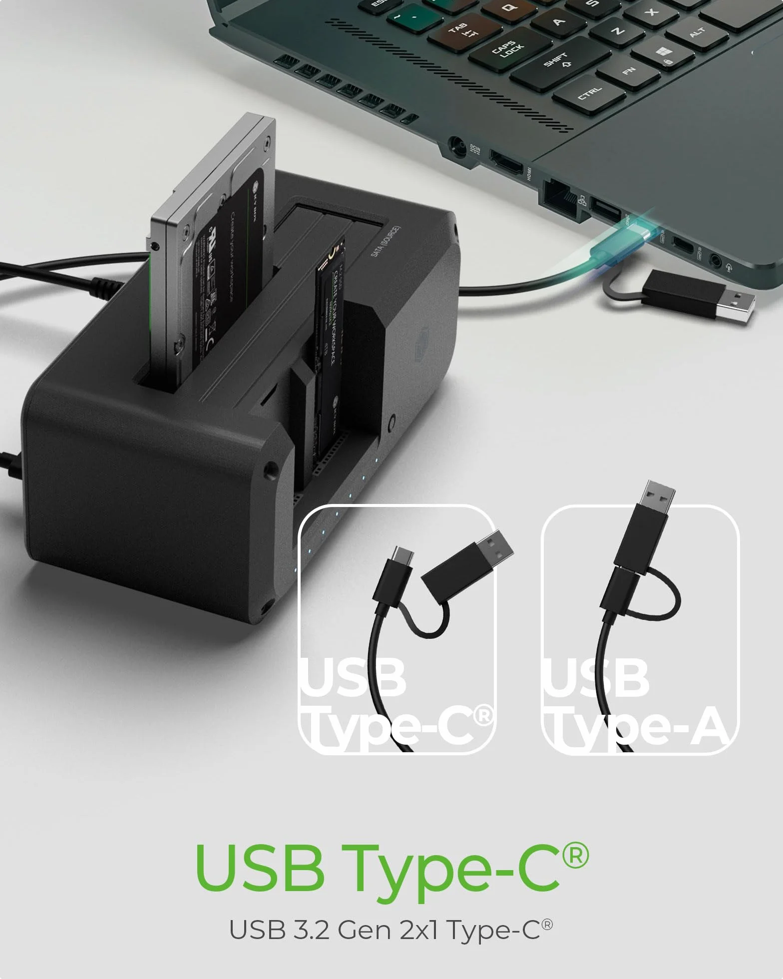 ICY BOX Stacja dokująca do dysków M.2 NVMe i SATA, dwukierunkowe klonowanie, USB 3.2 10 Gb/s