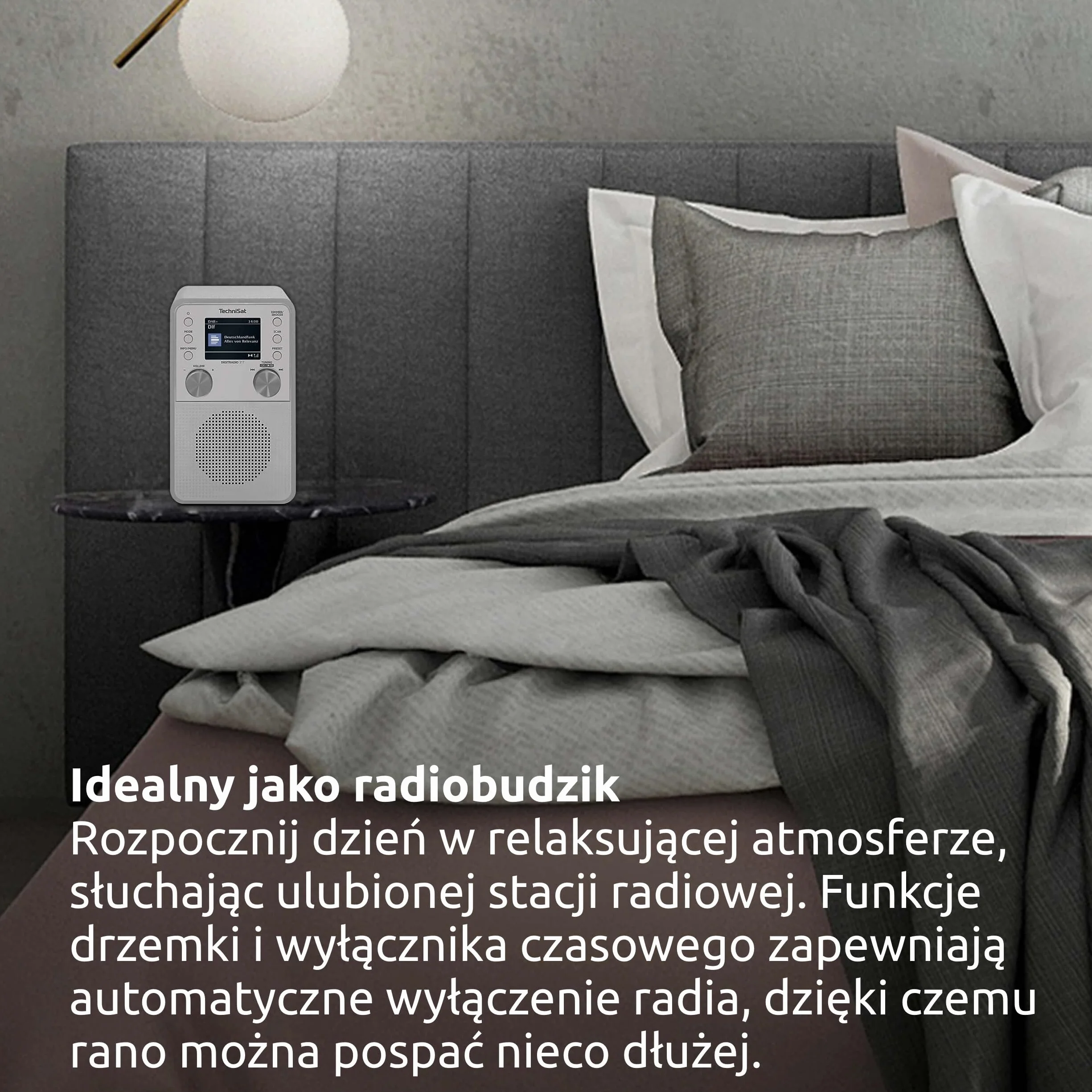 TechniSat DIGITRADIO 317 – pionowe radio DAB+ FM z funkcją strumieniowego przesyłania dźwięku przez Bluetooth, radiobudzik, wyłącznik czasowy, kolorowy wyświetlacz 2,4 cala, 3 W, białe