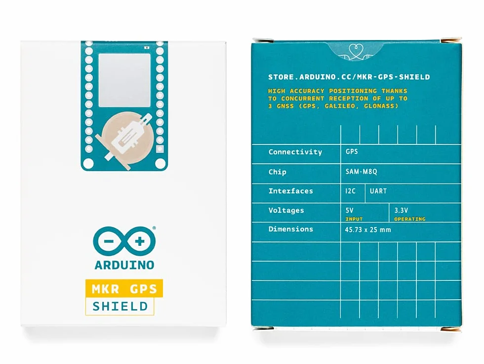 MKR GPS Shield [ASX00017] — moduł GNSS o wysokiej wydajności dla płytek Arduino MKR, wyposażony w u-blox SAM-M8Q, obsługę wielu konstelacji (GPS, GLONASS, Galileo) i funkcję Plug 'n' Play