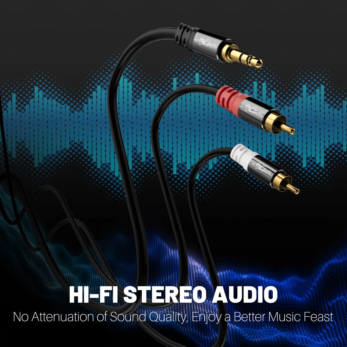 kabel jack 3,5 mm na cinch 2 metry/pakiet 2-stykowy, 2 wtyczki RCA na adapter audio stereo aux, kabel splitter Y jack-cinch, ekranowany kabel 1/8 na 2 cinch, do słuchawek, MP3, głośników i