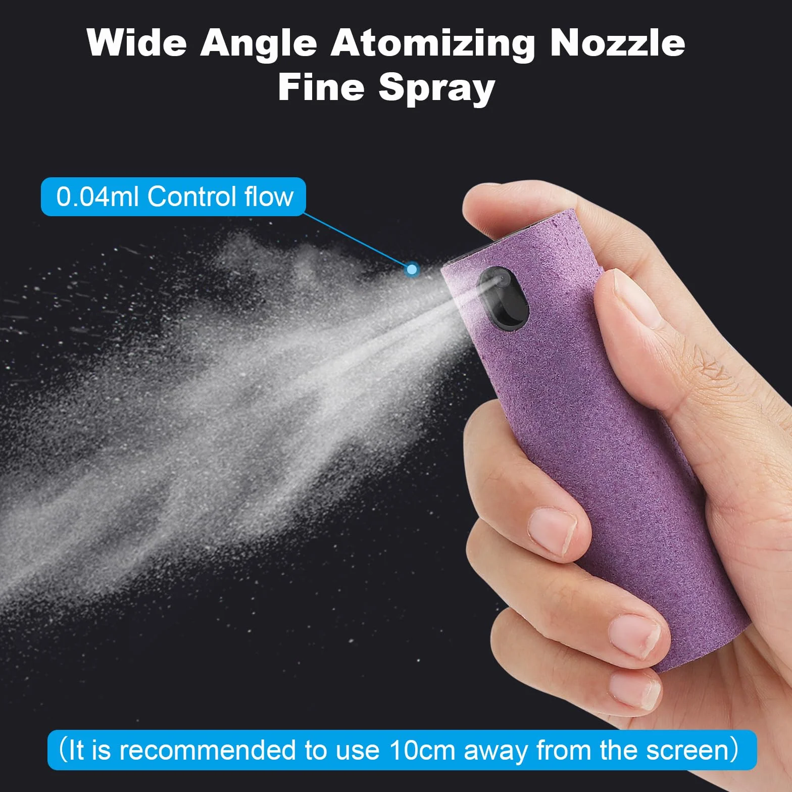 4-pak do czyszczenia ekranu, 3 w 1, spray do czyszczenia mgły do ekranu dotykowego i ściereczka z mikrofibry, wbudowane rozwiązanie czyszczące, przenośna, wielokrotnego użytku, odporna na odciski