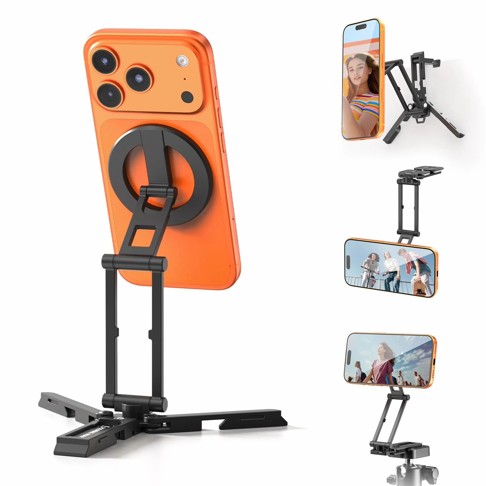 ULANZI SK29 Magnetyczny statyw na telefon, składany mini statyw z uchwytem na telefon, aluminiowy stojak na telefon z gwintowanym mocowaniem 1/4", podstawa Arca Uka, podstawowe akcesoria do vlogowania