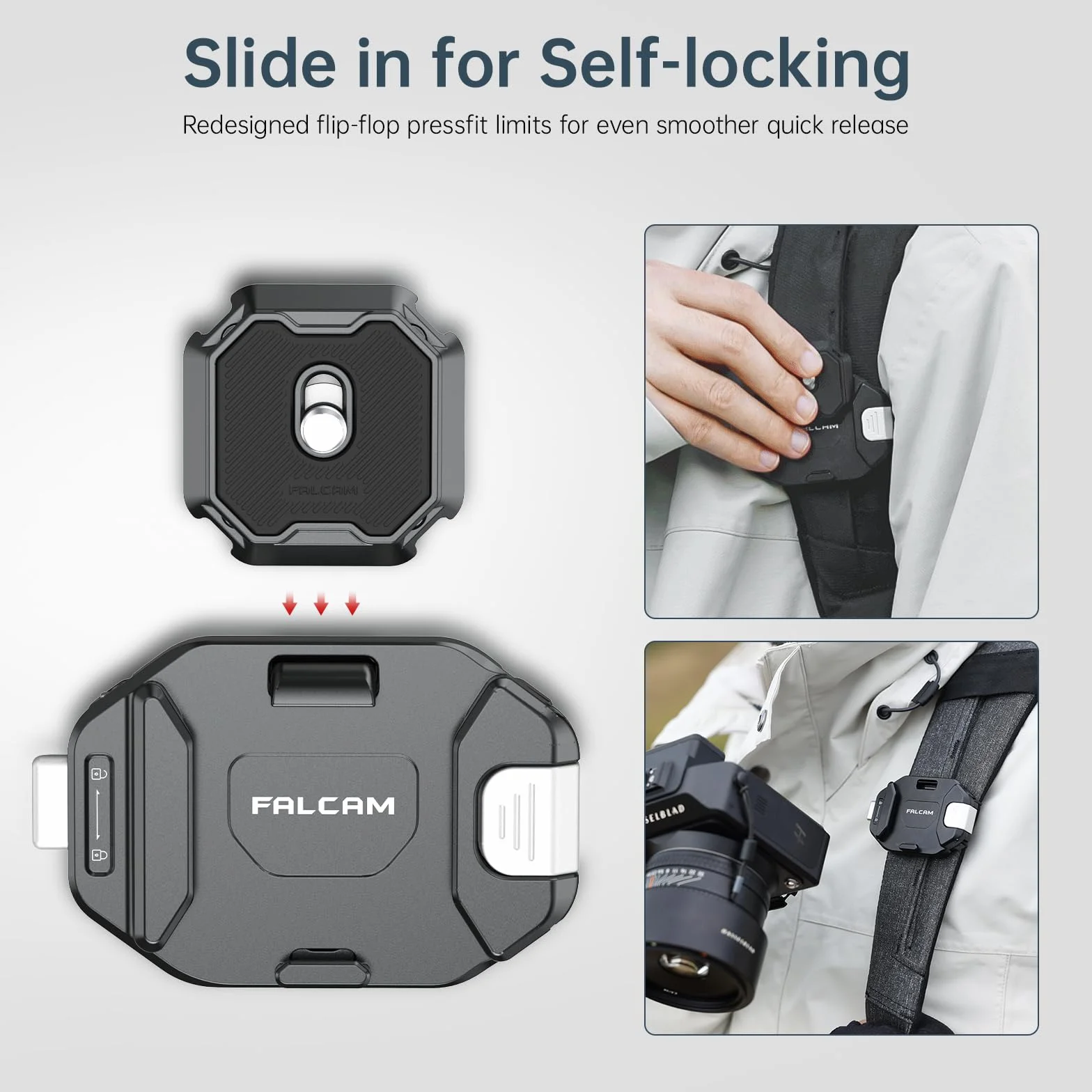 FALCAM F38 Kit Clip Camera V2, F38 klips plecak z płytą na plecak pasek na ramię i aparat F38B3803